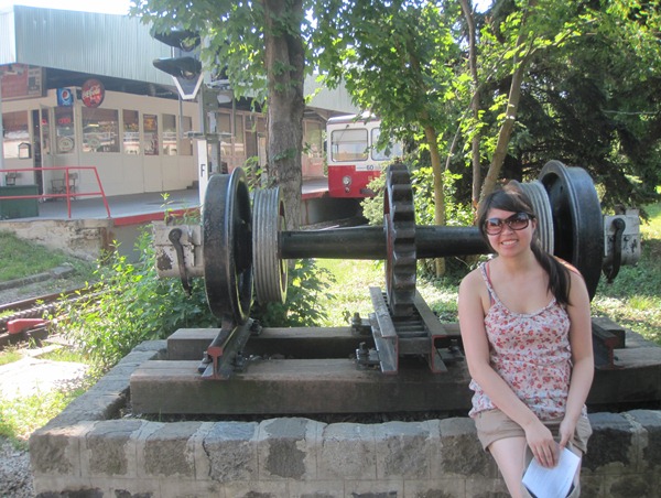 An example cogwheel with the train behind me Cogwheel Railway Budapest Hungary